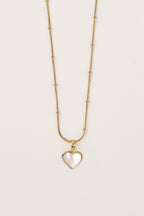 22 Ayar Altın Kaplama Sedefli Kalp Kolye