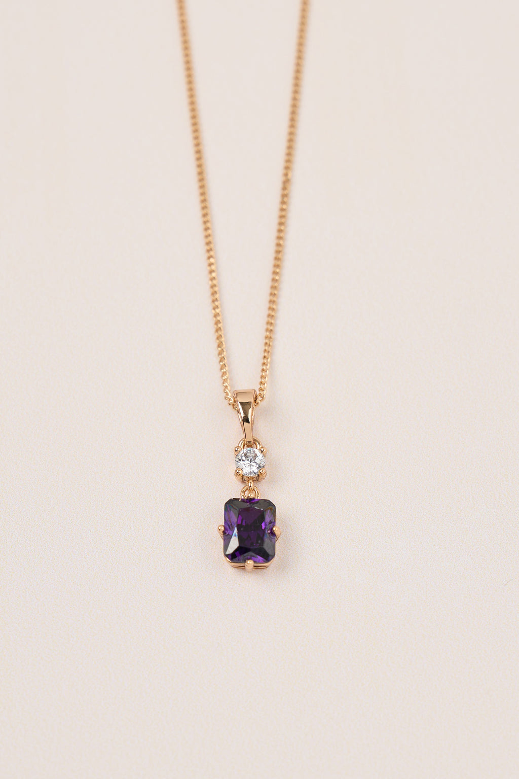 Xuping Baguette Model Stone Necklace Purple