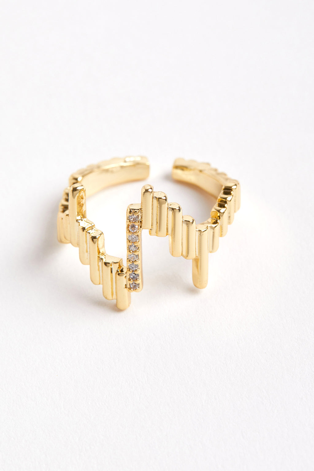 Rhodium Plated Zigzag Ring Gold