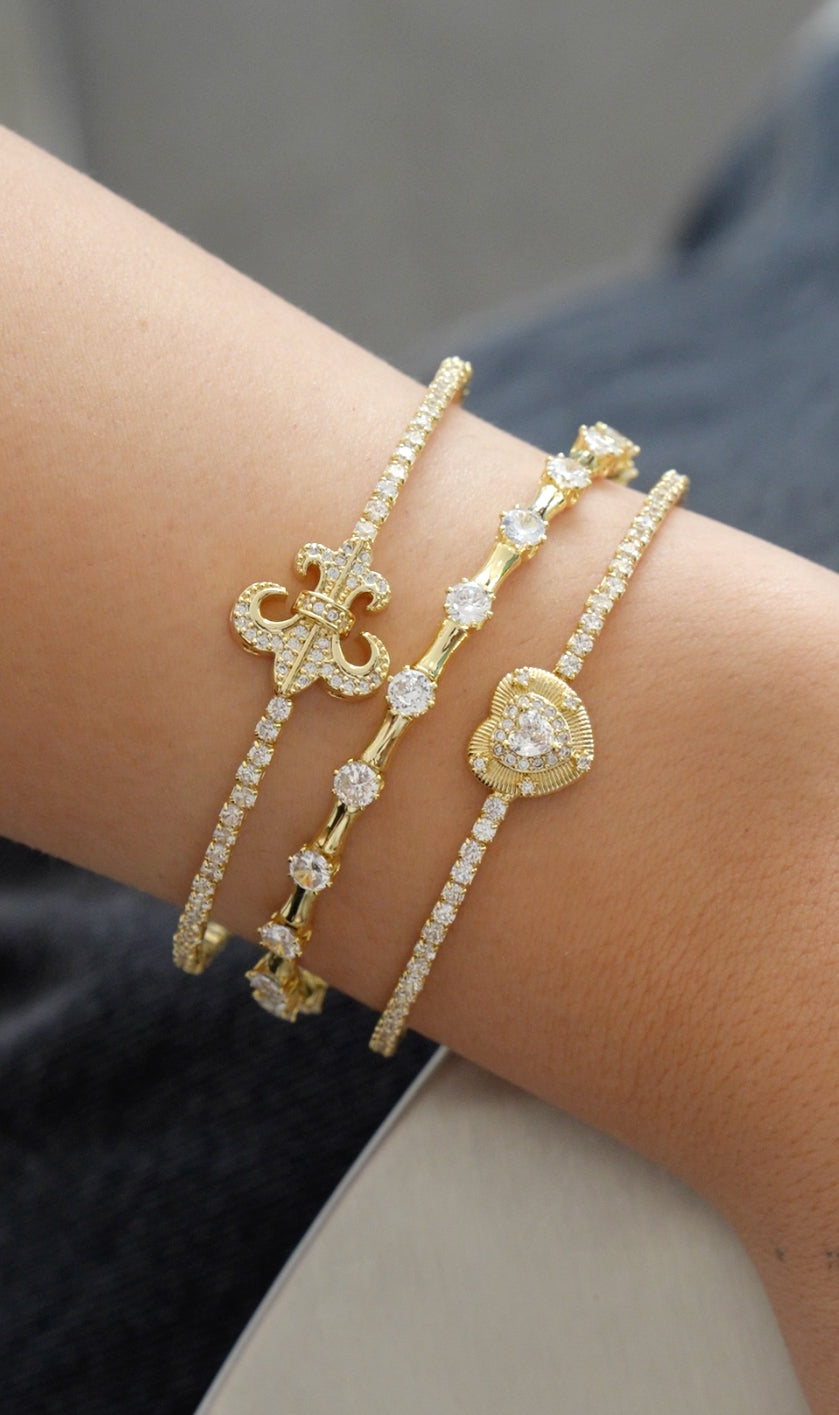 14K Altın Kaplama Parıltılı Taşlı Méa Bileklik