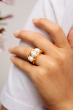 Altın Kaplama Gerçek İnci Yüzük