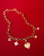 14K Altın Kaplama Charmlı Hallow Kolye