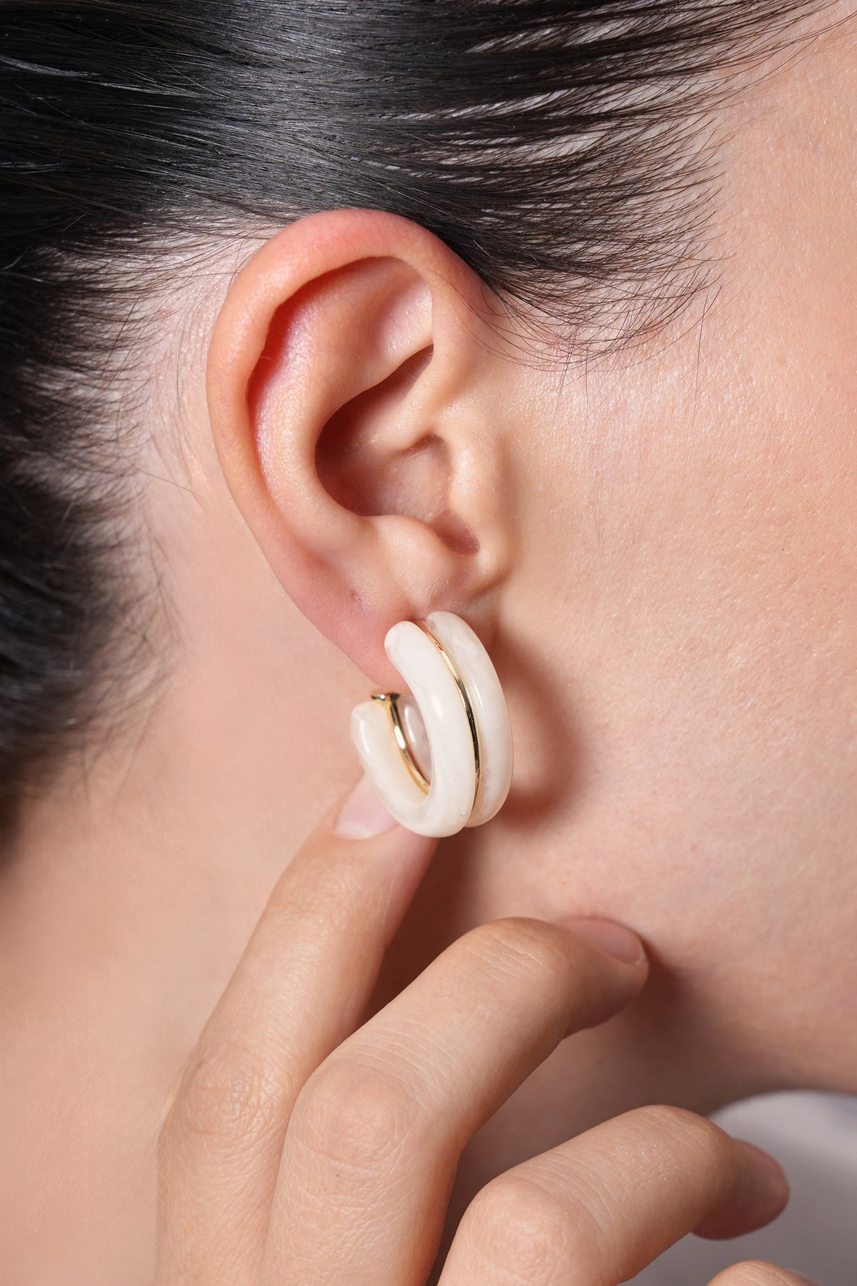 Özel Seri Sedefli Kalın Halka Küpe