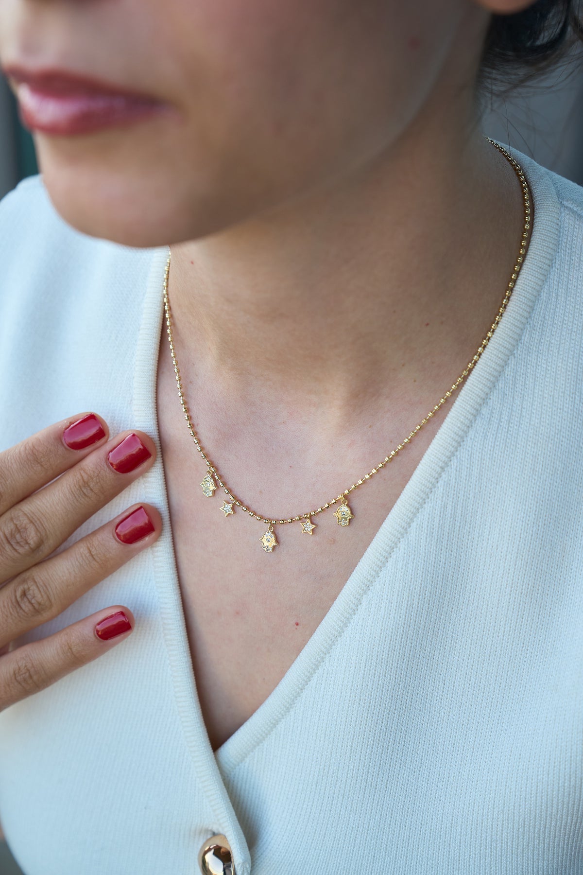14K Star Hand Zincir Kolye