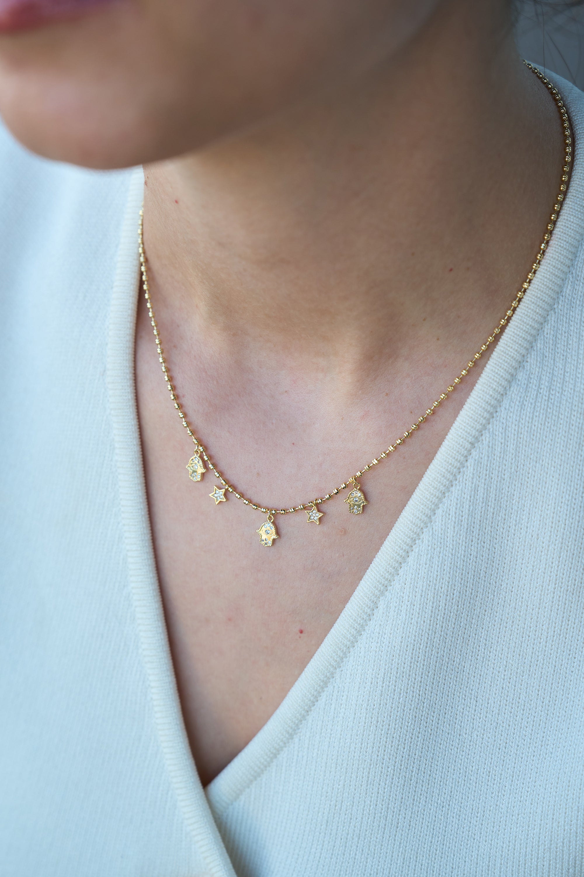 14K Star Hand Zincir Kolye