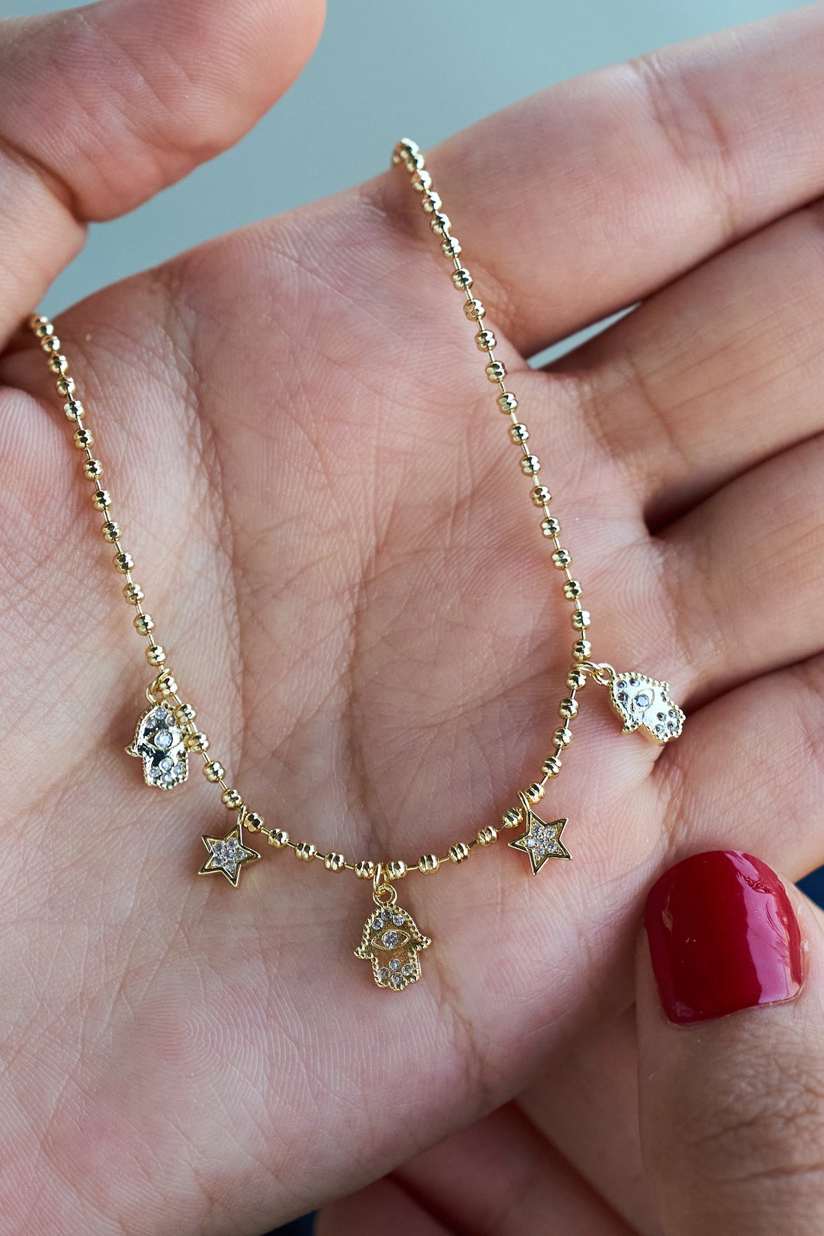 14K Star Hand Zincir Kolye