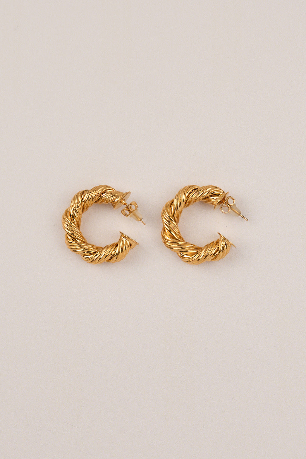 22 Carat Gold Plated Thick Twist Hoop Earrings