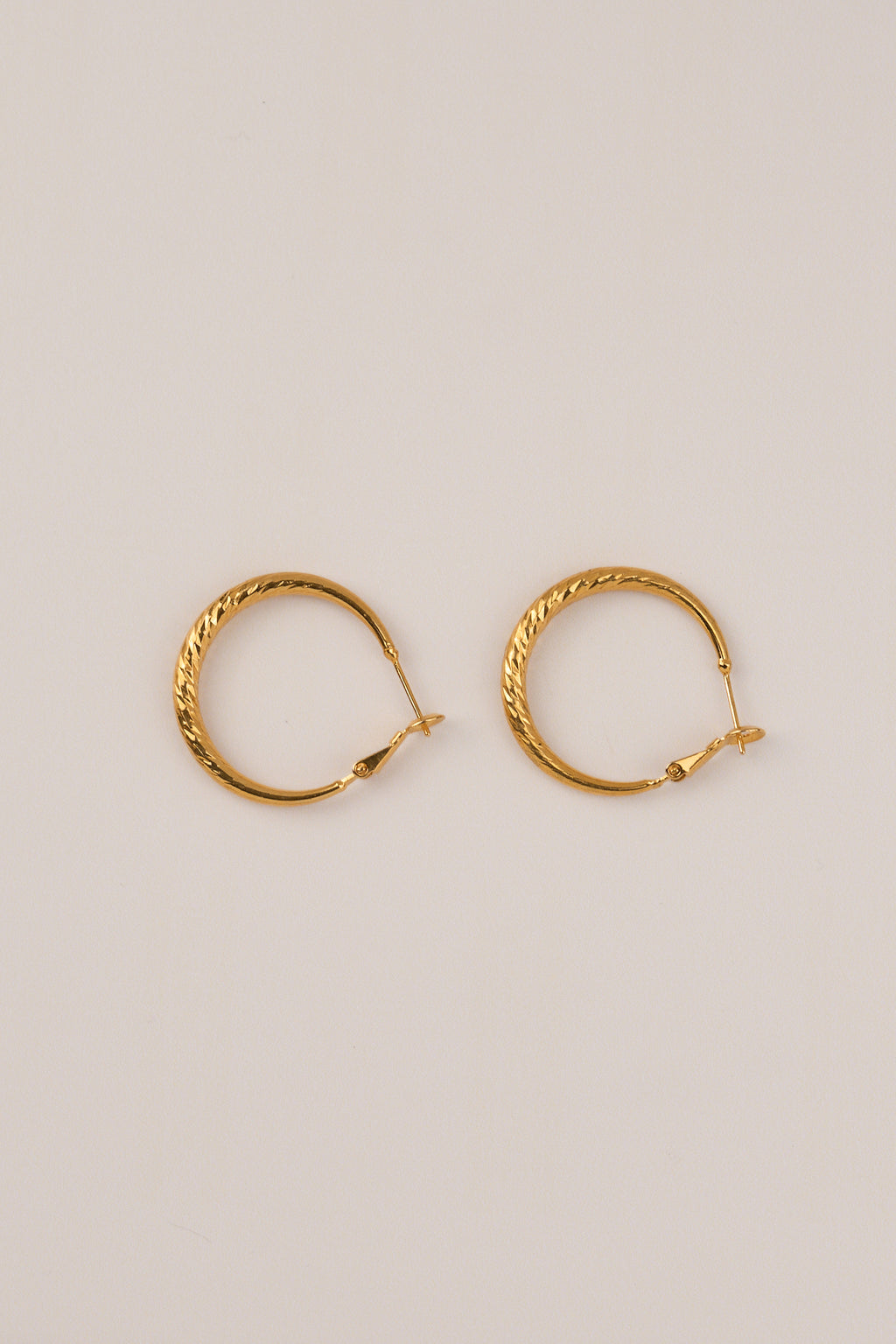 22 Carat Gold Plated Patterned Hoop Earrings