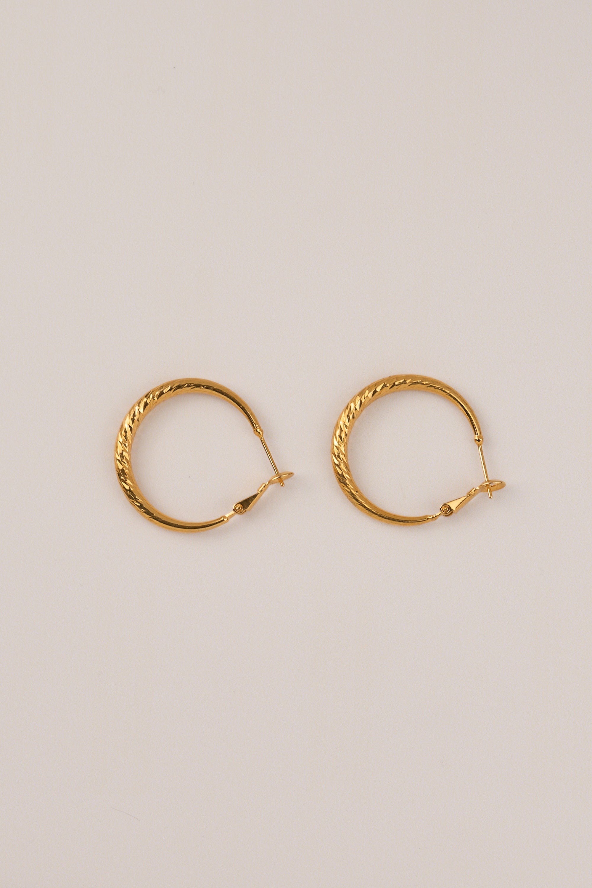 22 Carat Gold Plated Patterned Hoop Earrings