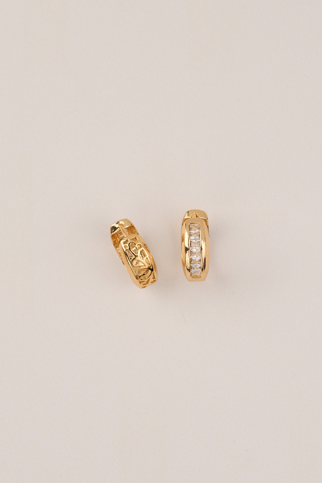 22 Carat Gold Plated Stone Patterned Hoop Earrings
