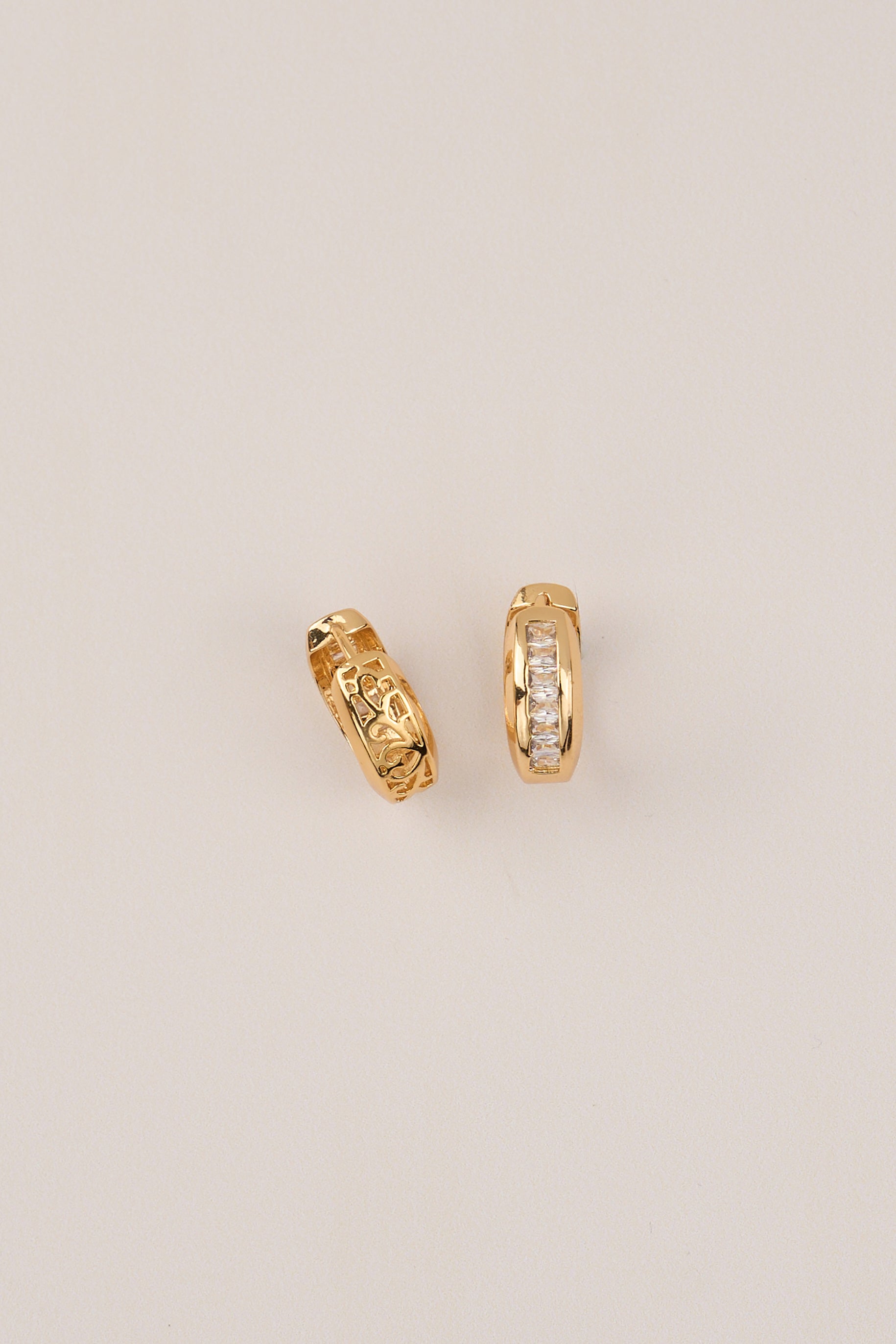22 Carat Gold Plated Stone Patterned Hoop Earrings