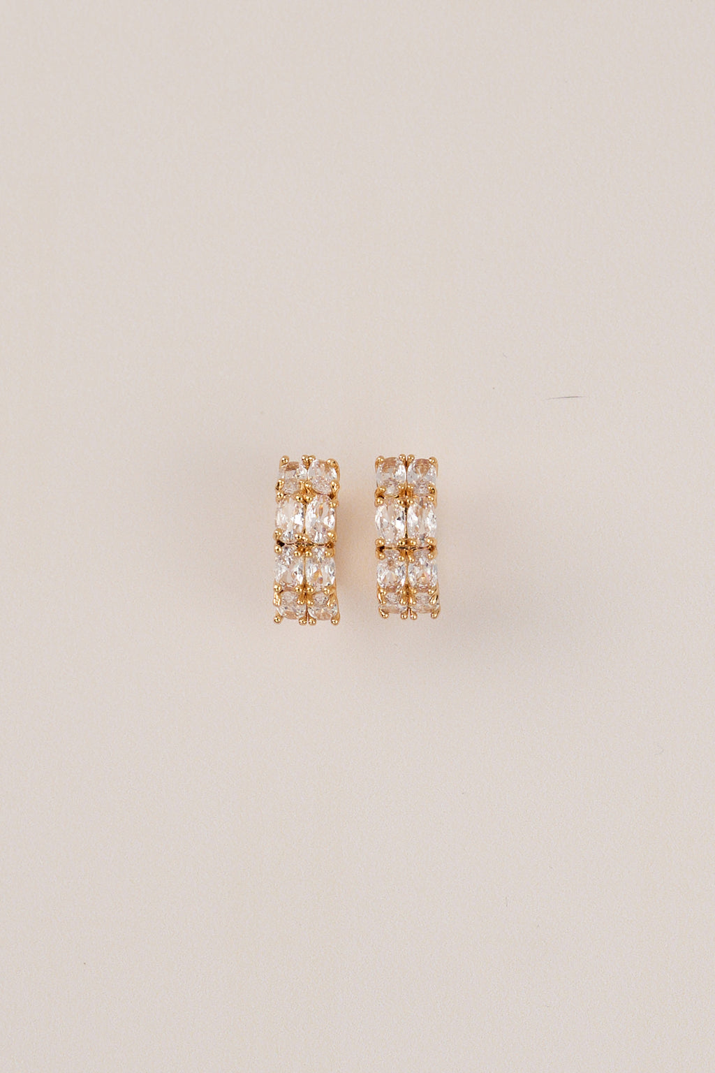 22 Carat Gold Plated Large Stone Hoop Earrings