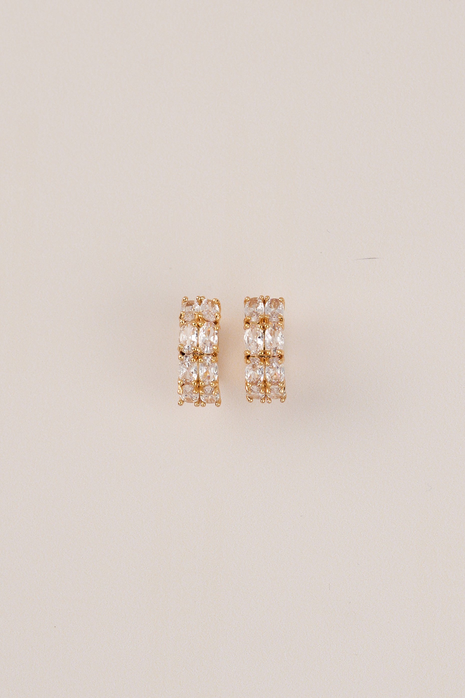 22 Carat Gold Plated Large Stone Hoop Earrings
