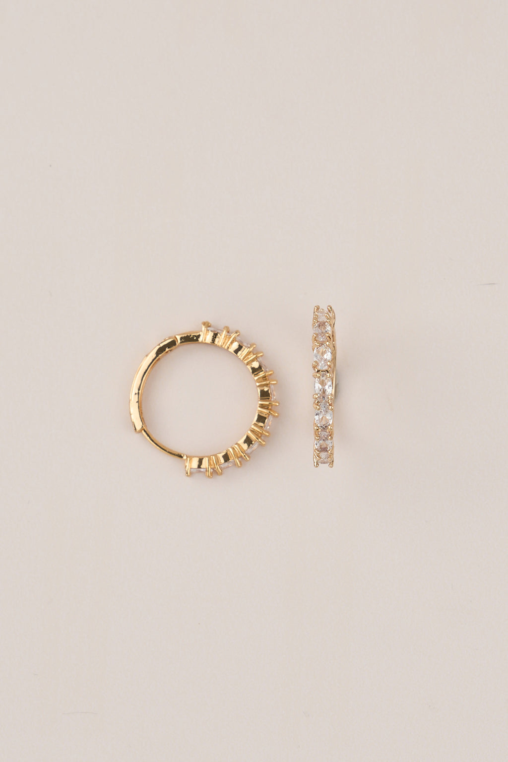 22 Carat Gold Plated Row Stone Hoop Earrings