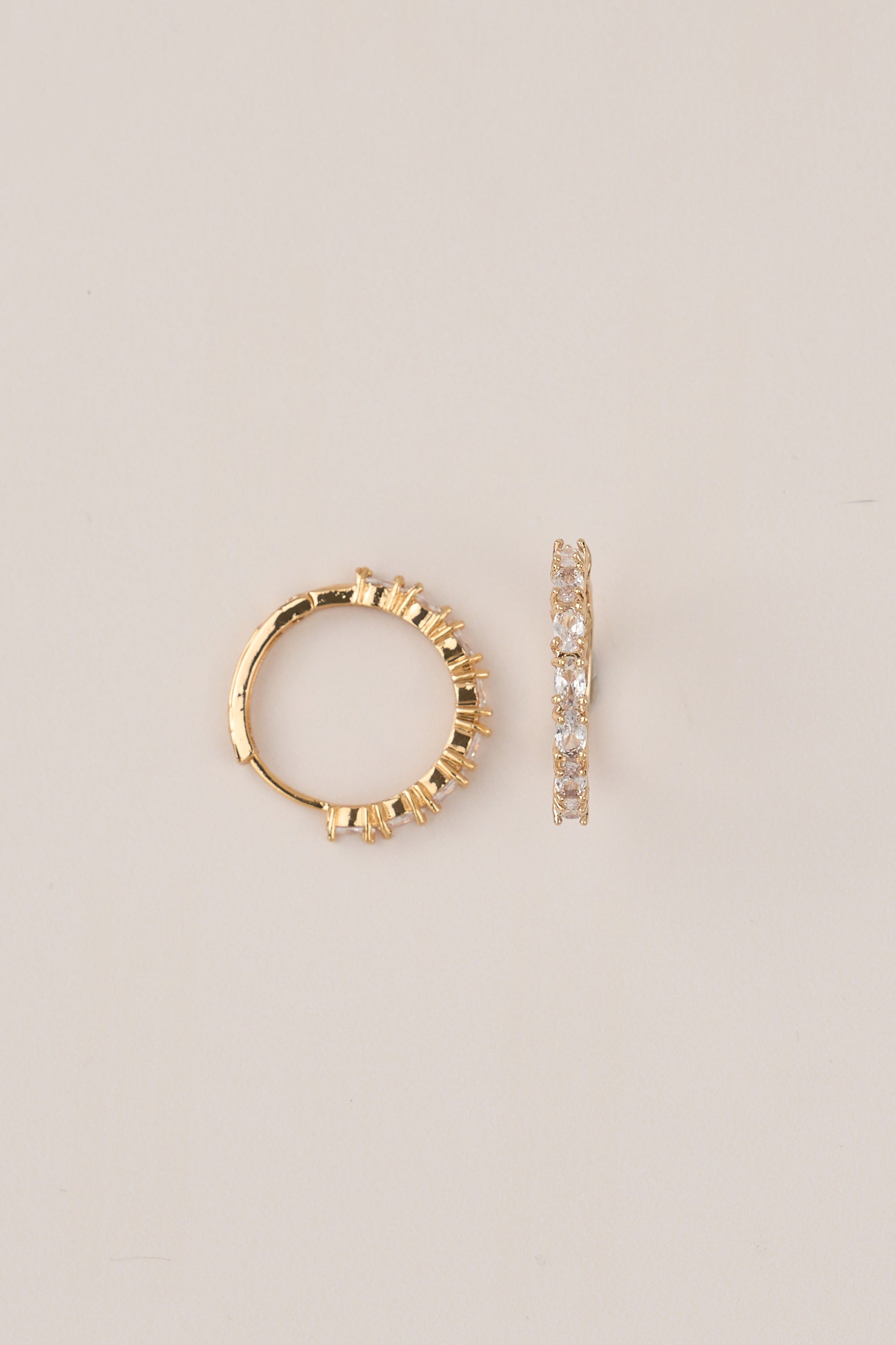 22 Carat Gold Plated Row Stone Hoop Earrings