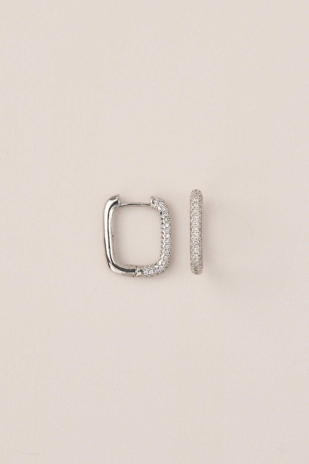 22 Carat Gold Plated Rectangular Hoop Earrings with Stones