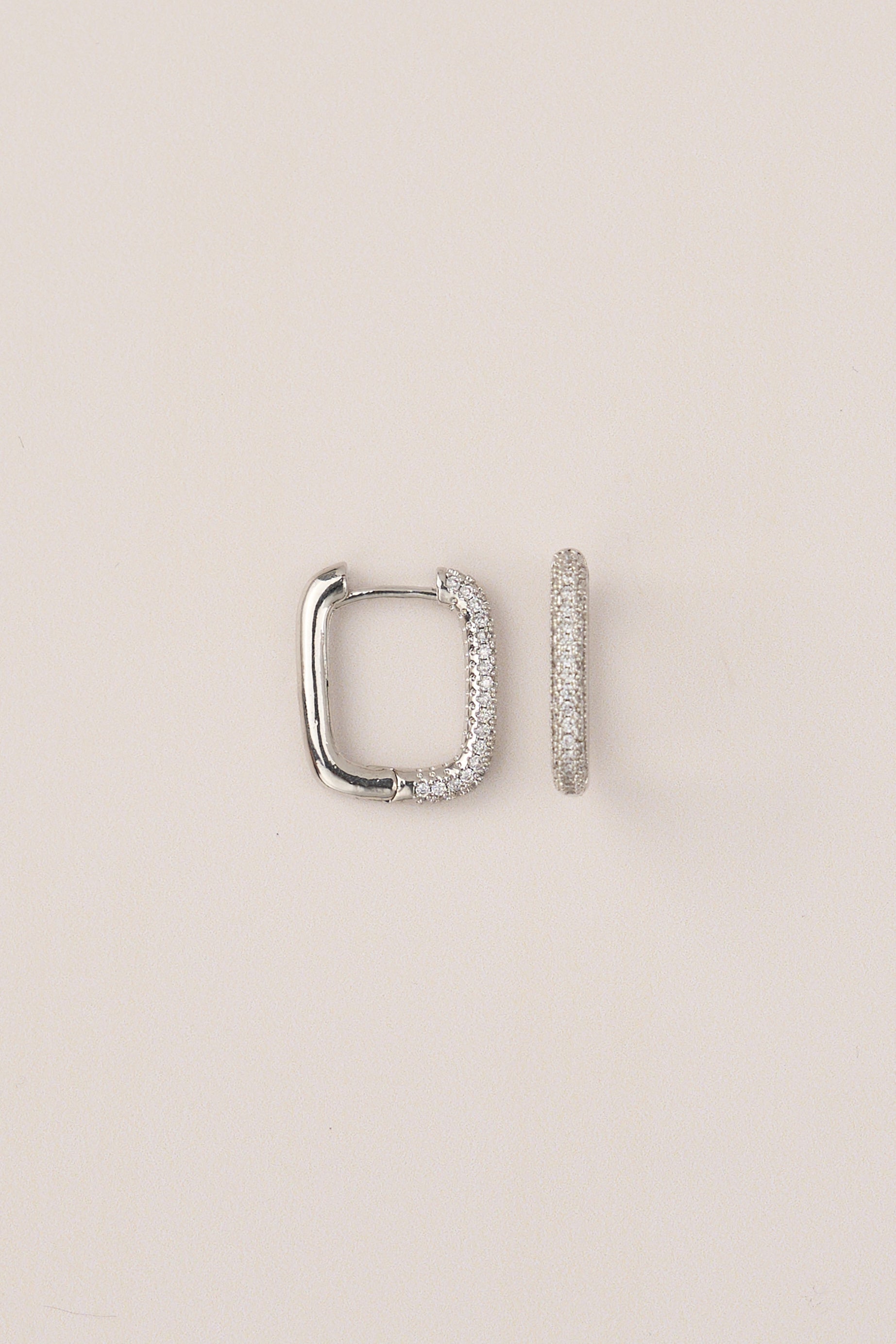 22 Carat Gold Plated Rectangular Hoop Earrings with Stones