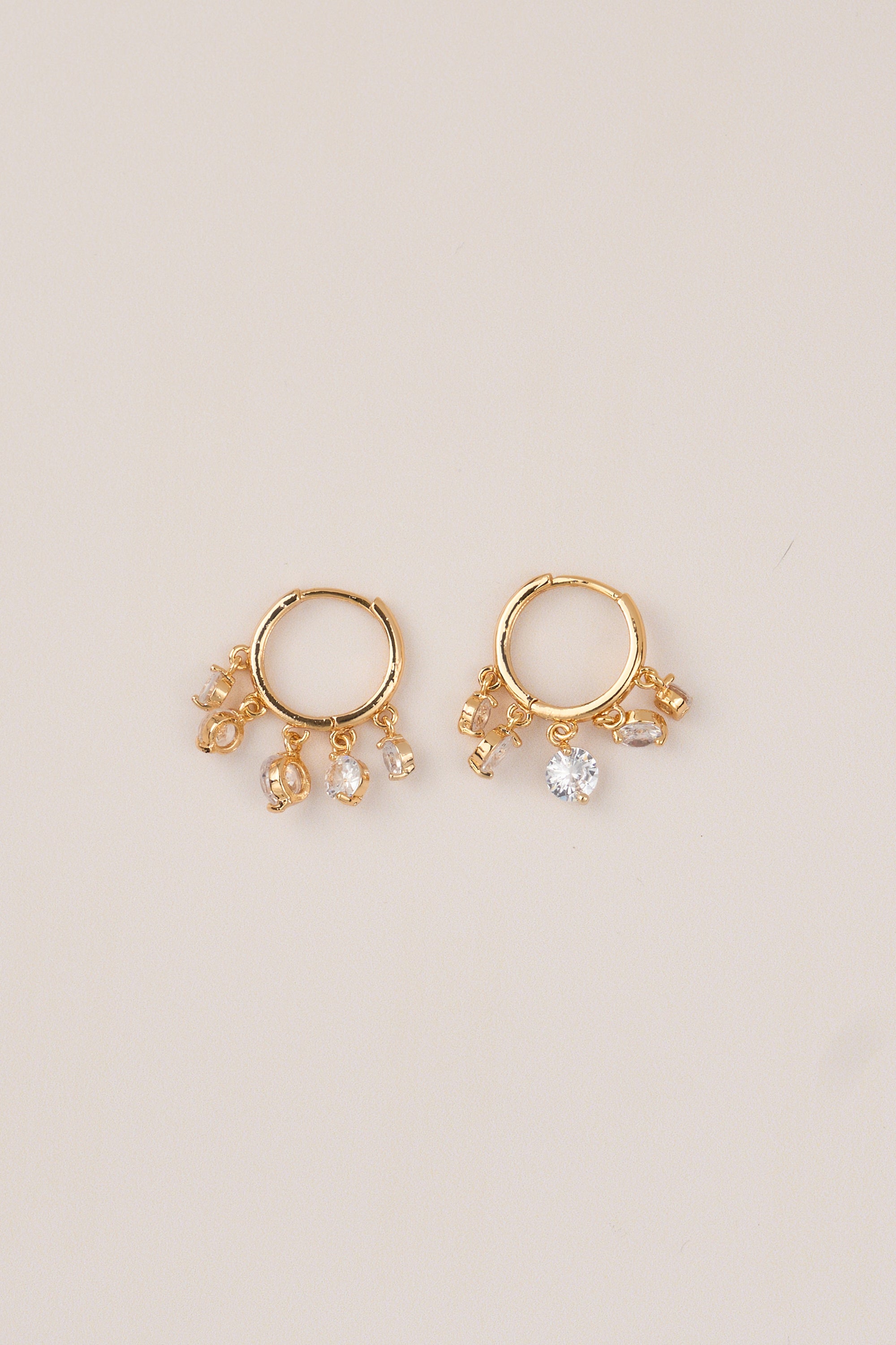 22 Carat Gold Plated Stone Hoop Earrings