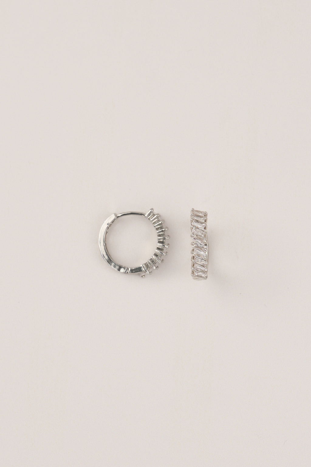 22 Carat Gold Plated White Stone Hoop Earrings