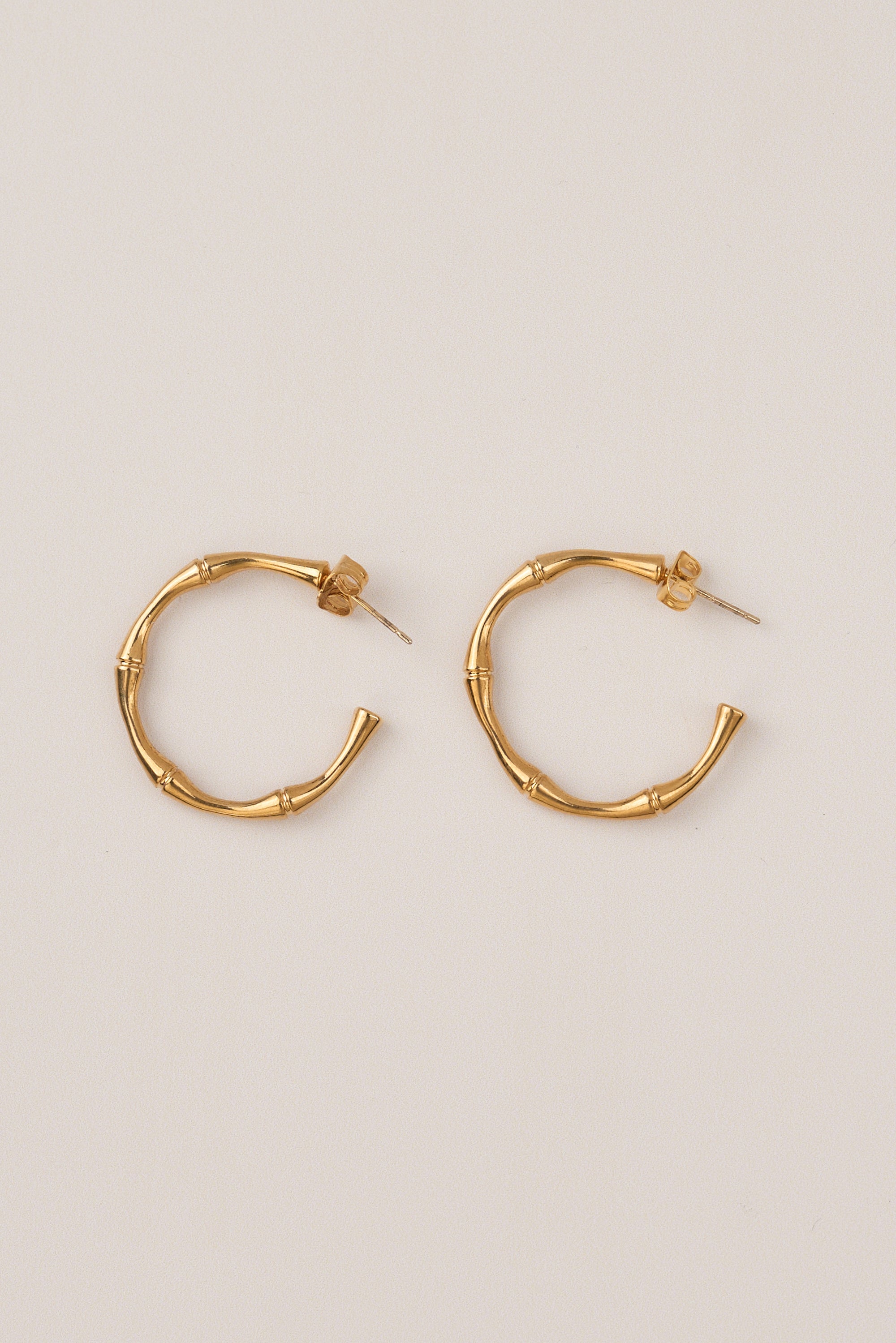 22 Carat Gold Plated Striped Patterned Hoop Earrings