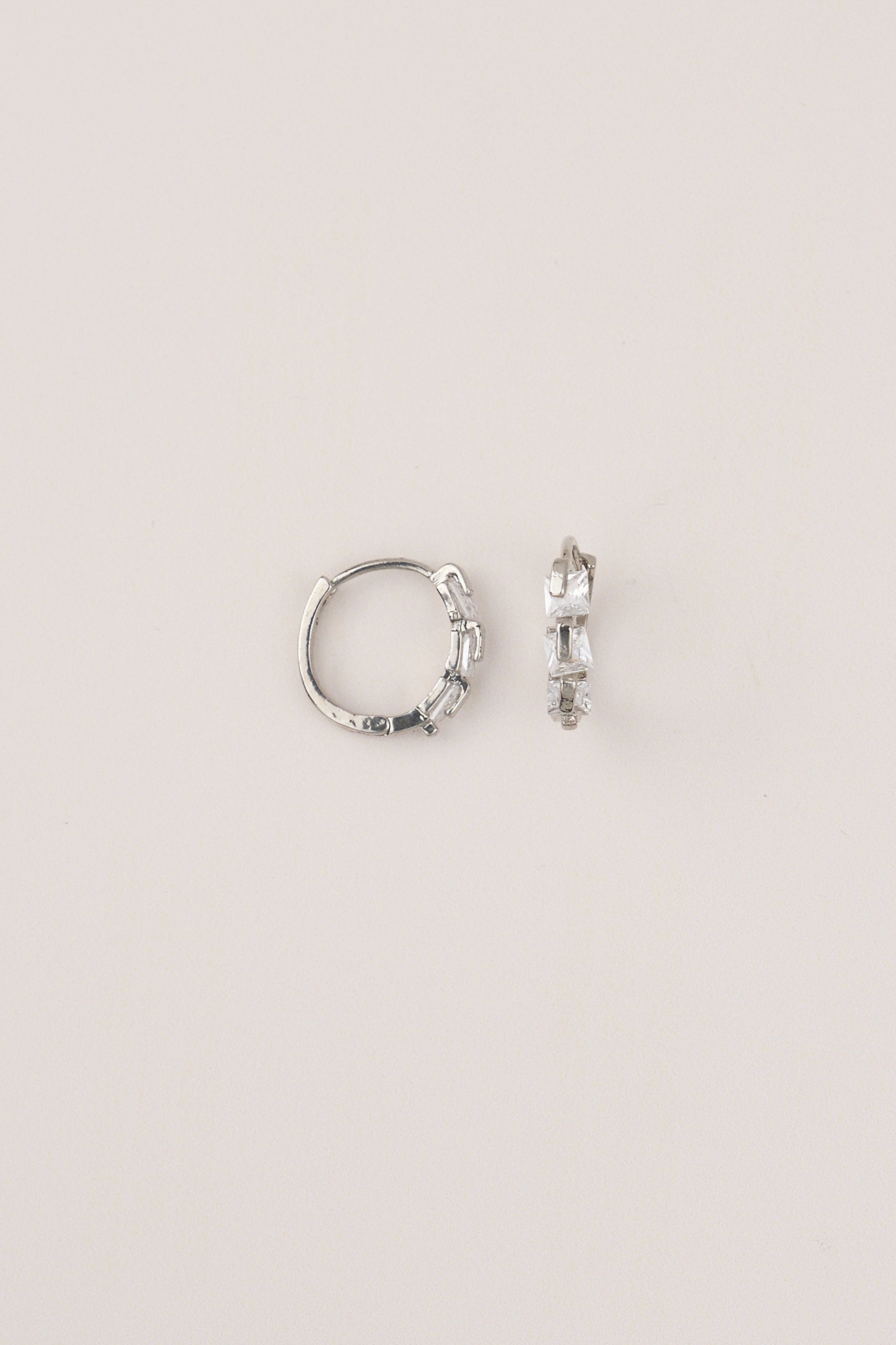 22 Carat Gold Plated White Three Stone Hoop Earrings