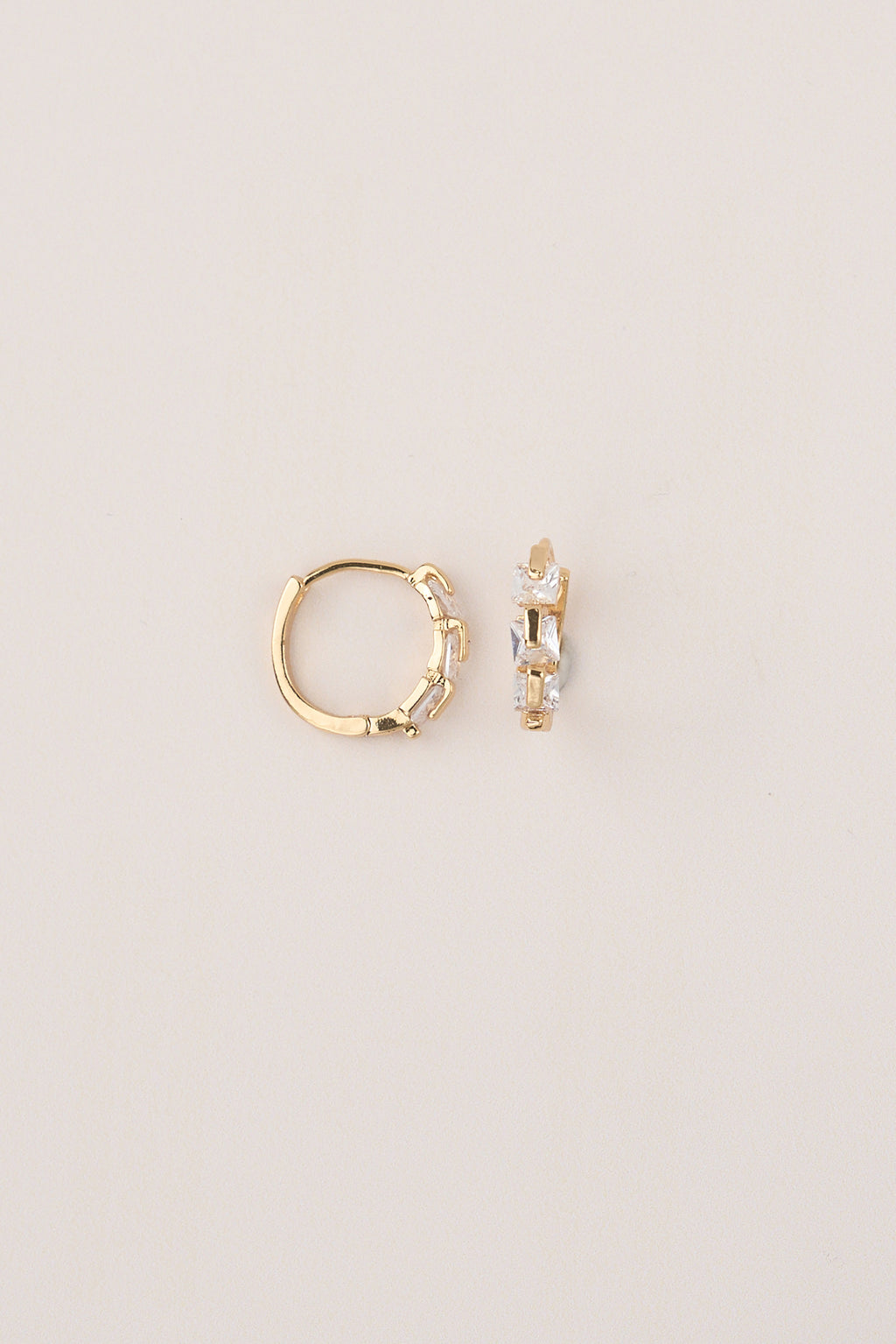 22 Carat Gold Plated Three Stone Hoop Earrings