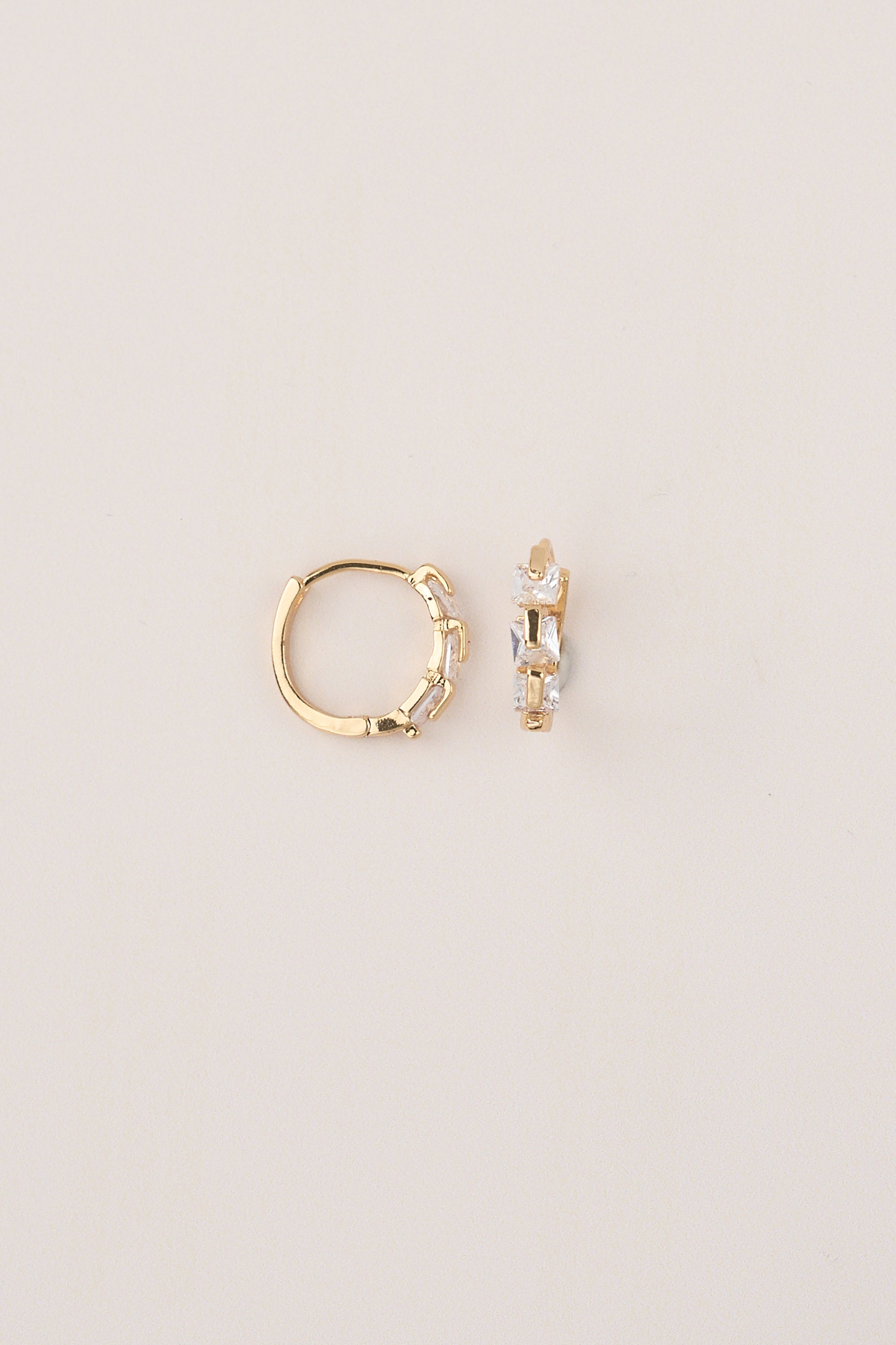 22 Carat Gold Plated Three Stone Hoop Earrings