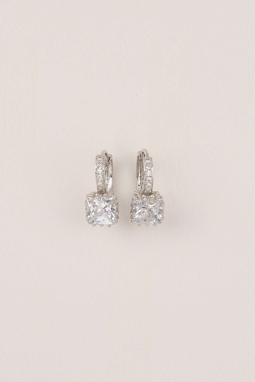 22 Carat Gold Plated White Single Stone Earring