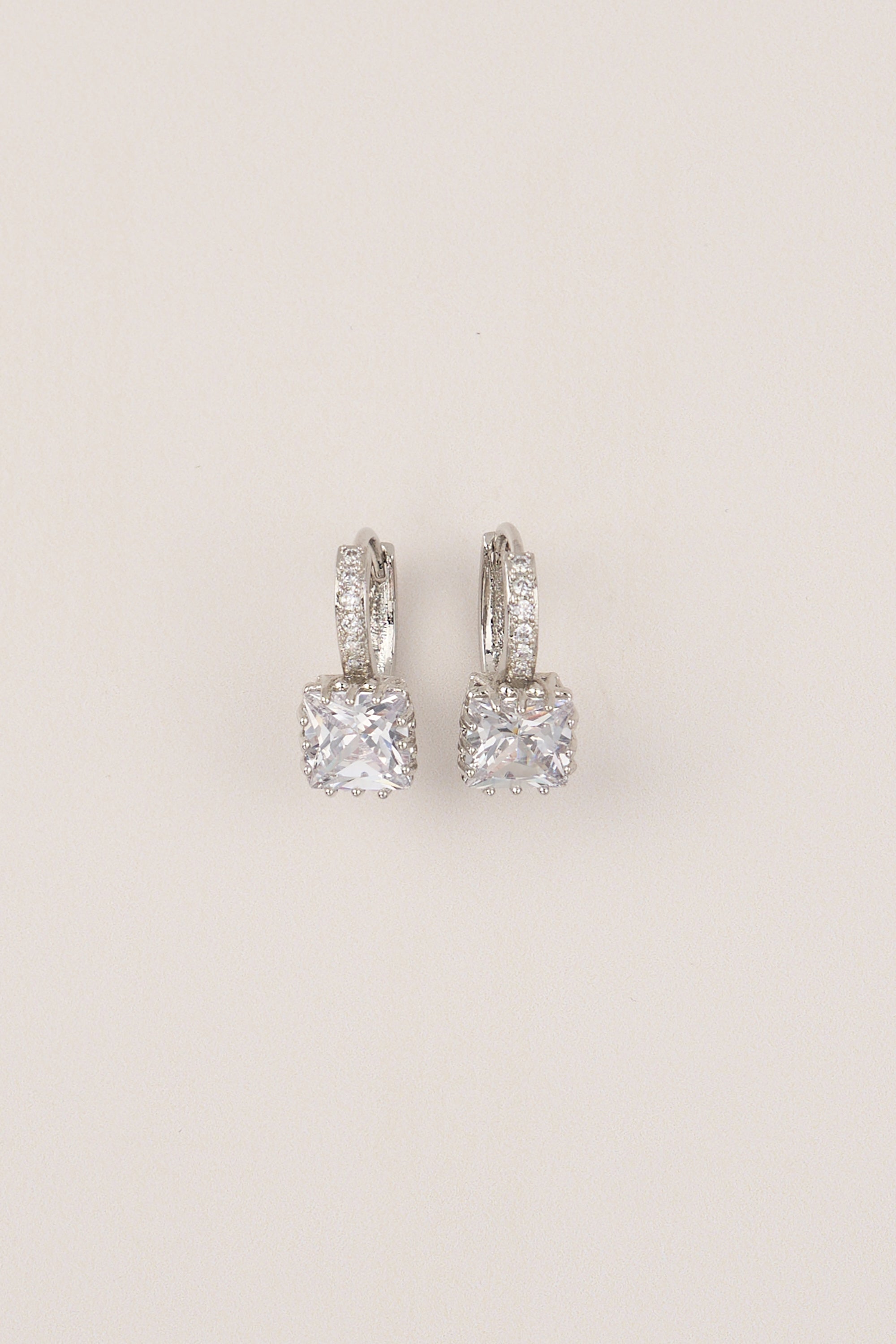 22 Carat Gold Plated White Single Stone Earring