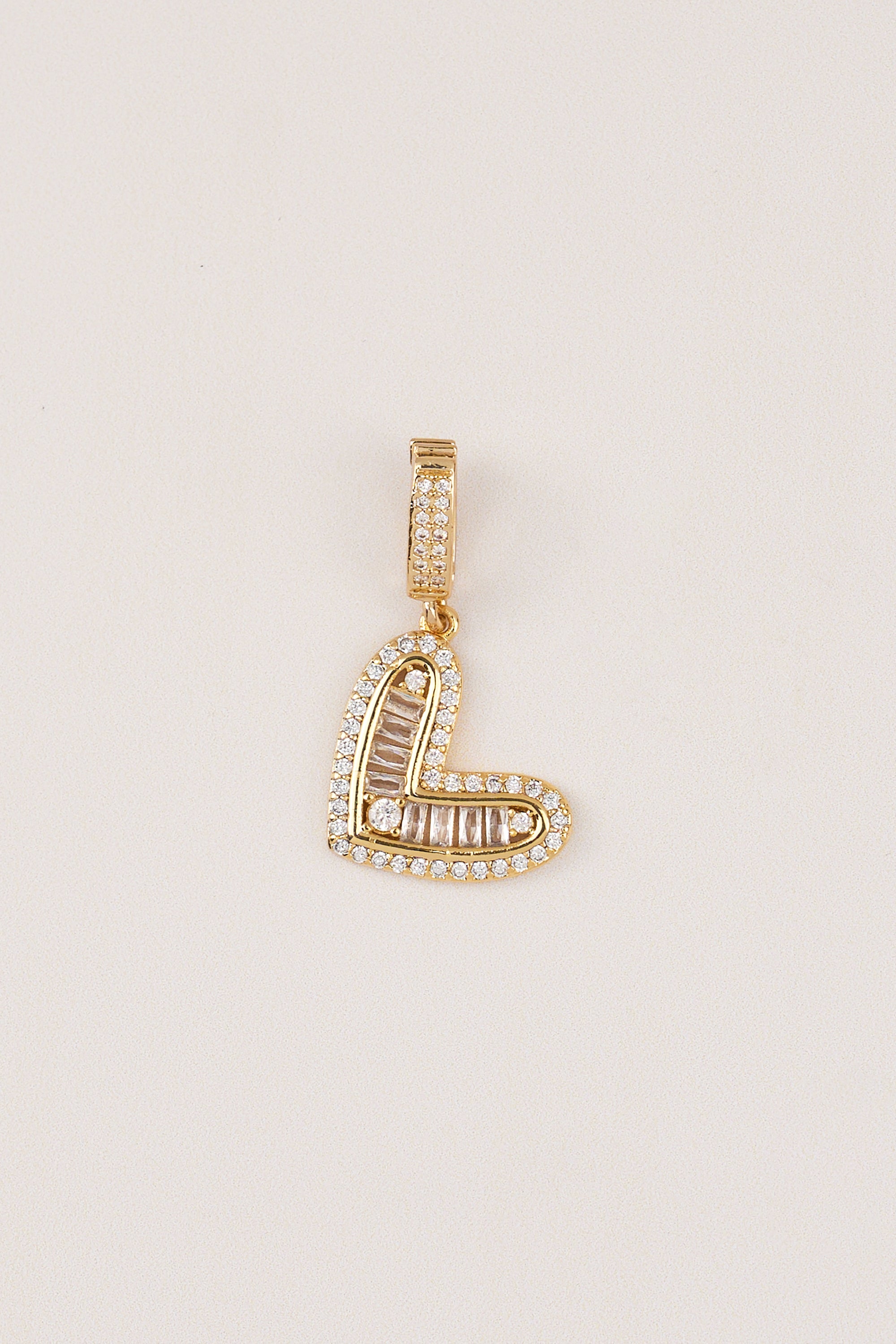 Gold Plated Design White Flat Heart Charm