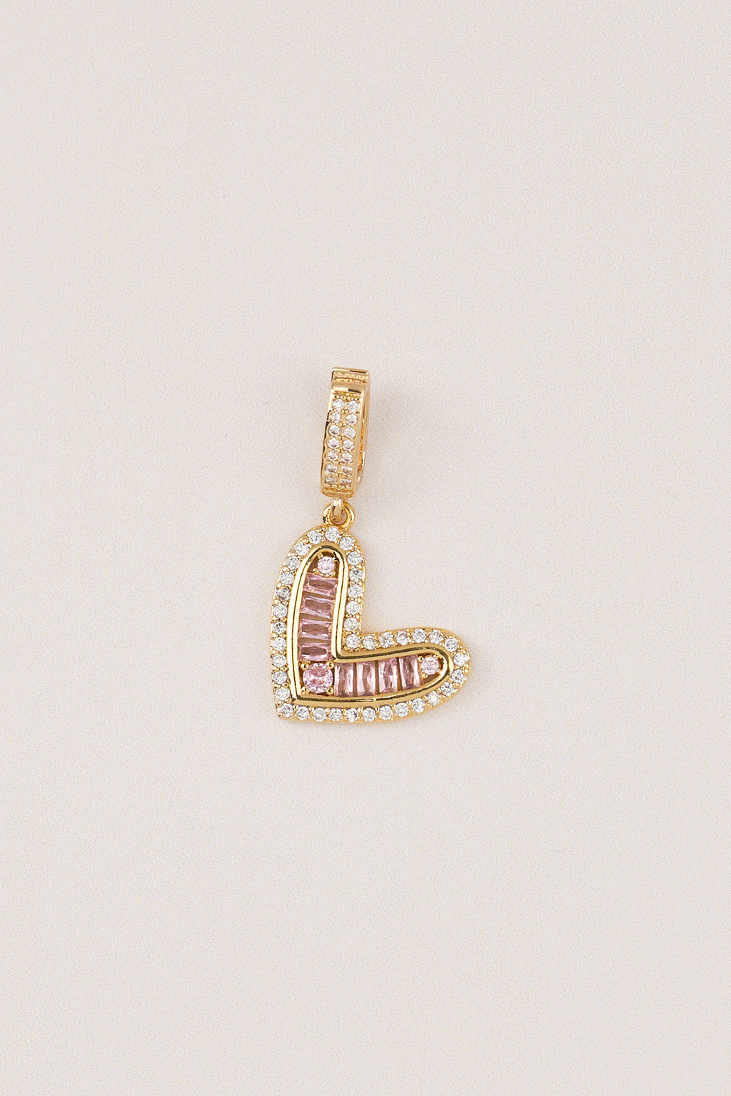 Gold Plated Design Pink Yashi Heart Charm