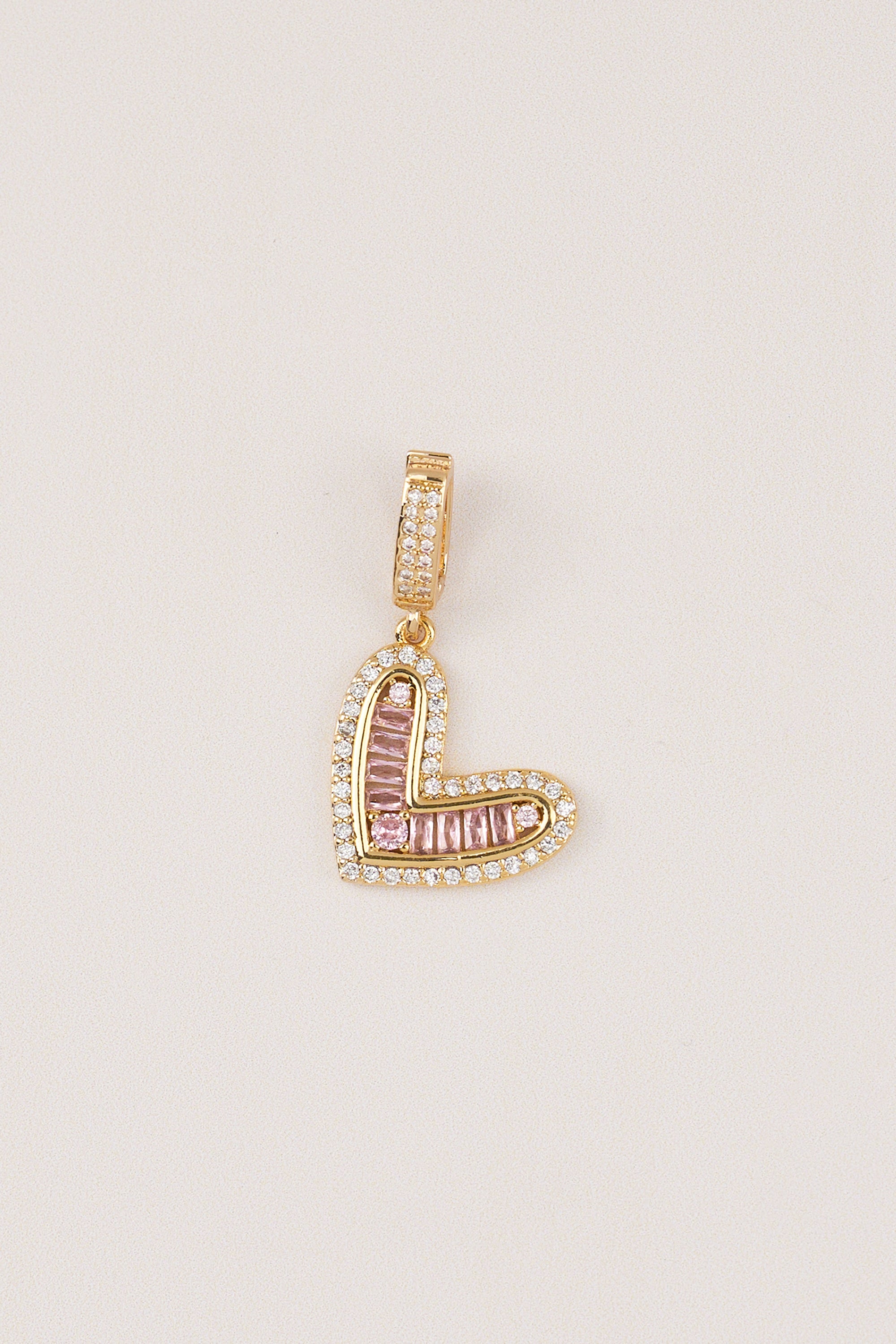 Gold Plated Design Pink Yashi Heart Charm
