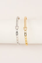 22K Altın Kaplama Sedefli Tasarım Kelepçe Silver