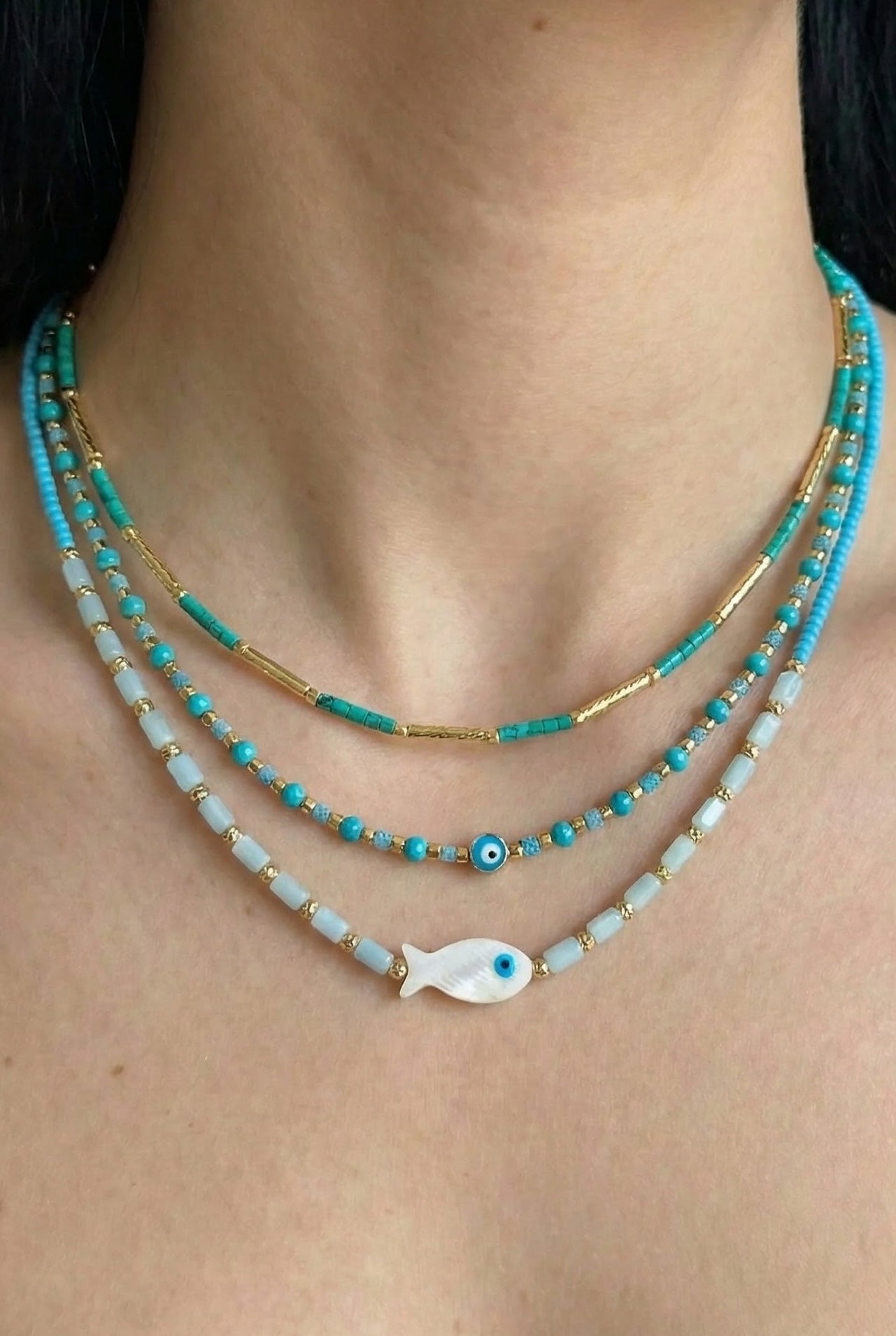 Üçlü Boncuk Kolye