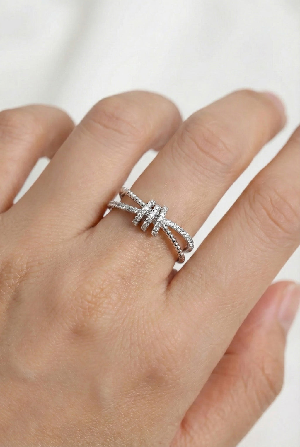 Taşlı Halkalı Yüzük Silver