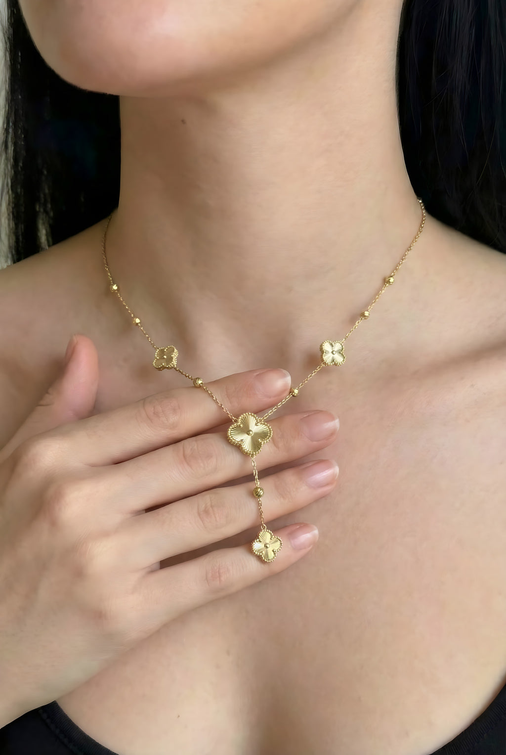 14K Altın Kaplama Yonca Kolye