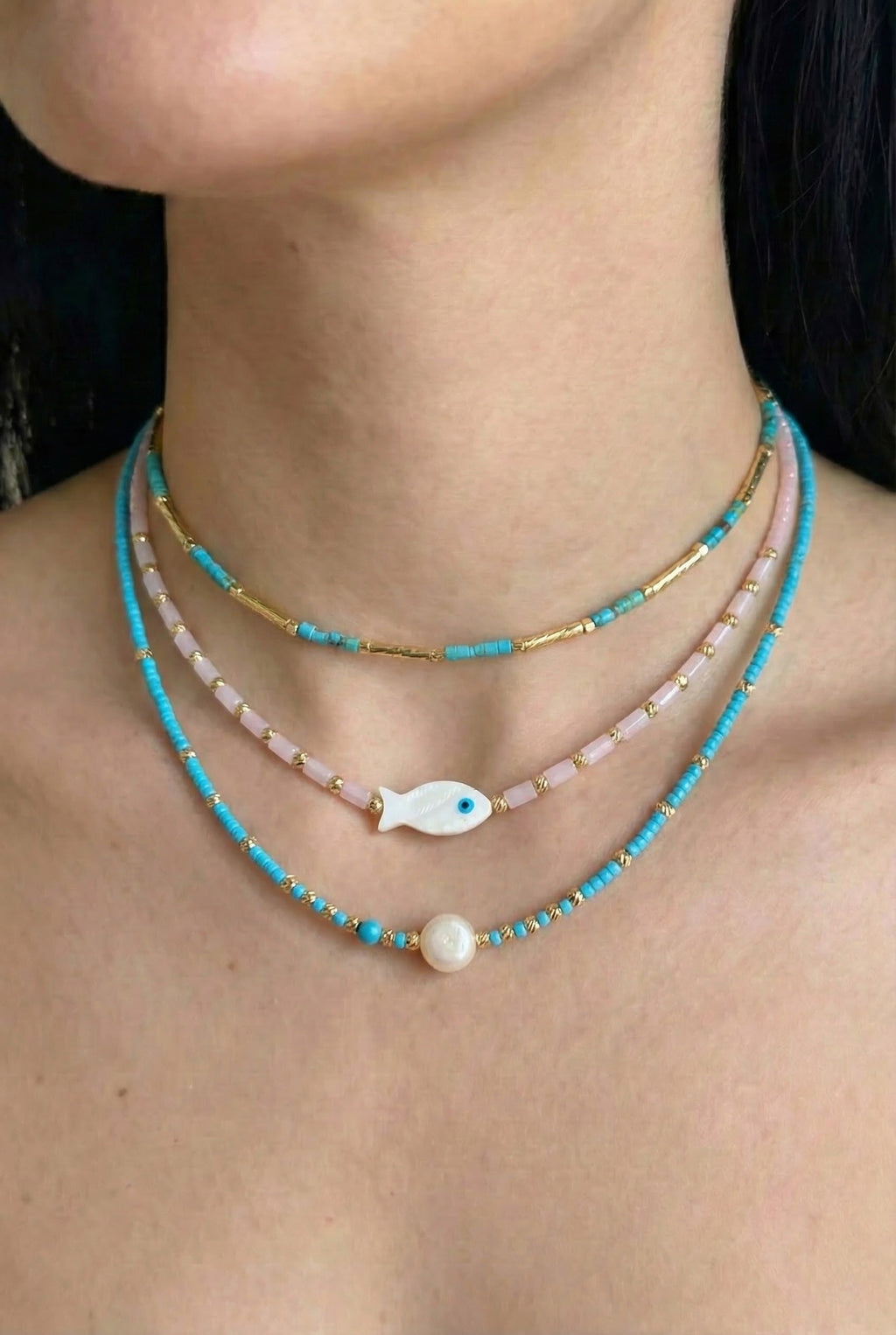Sparkle Üçlü Boncuk Kolye
