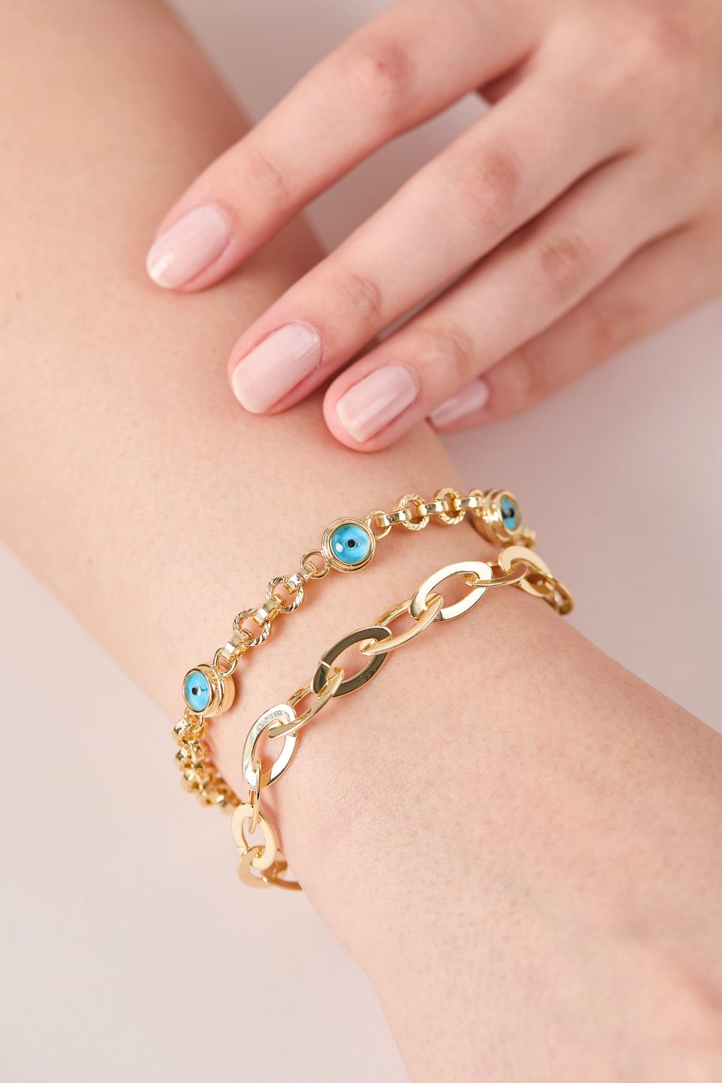 14K Gold Plated Evil Eye Beaded Bracelet