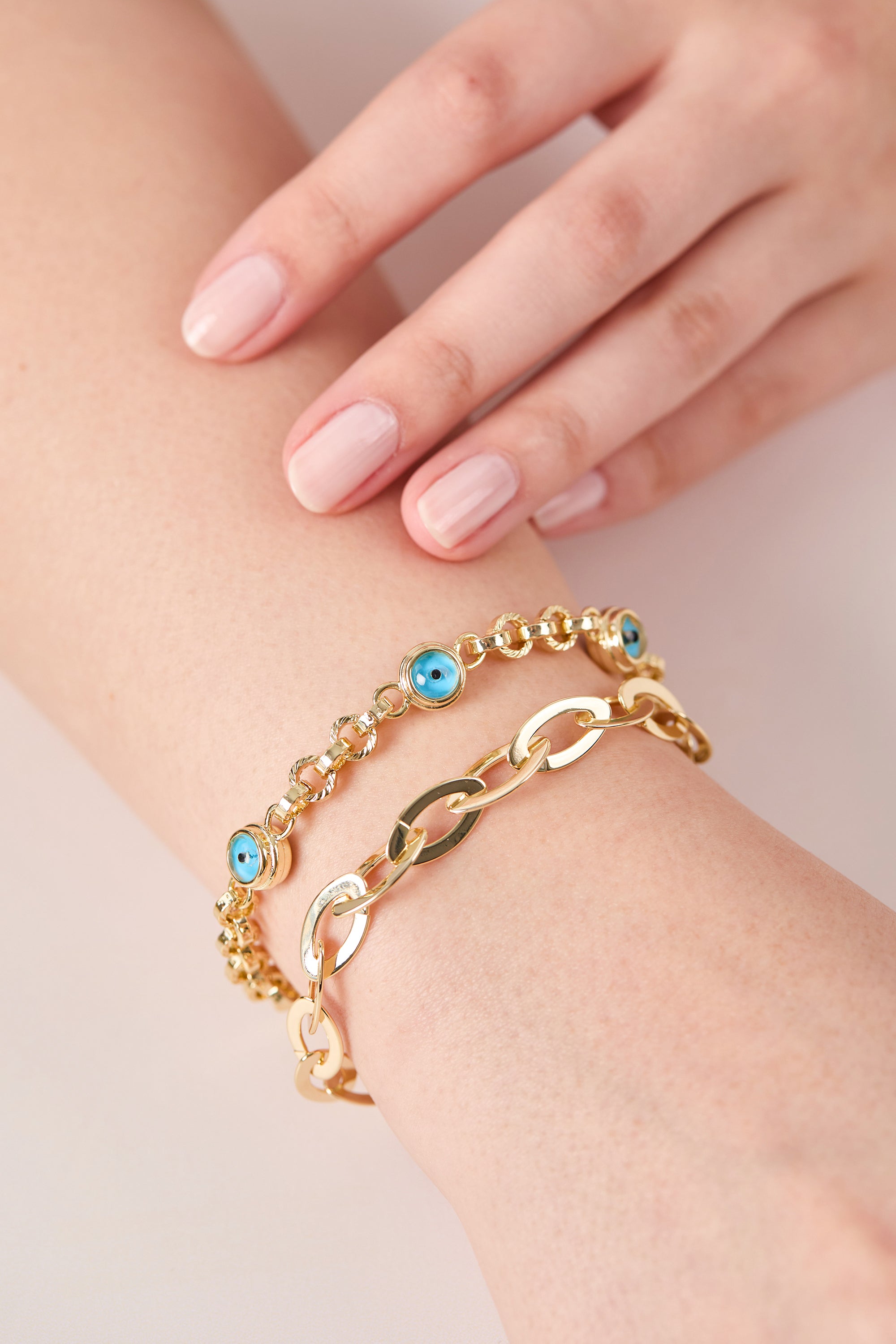 14K Gold Plated Evil Eye Beaded Bracelet