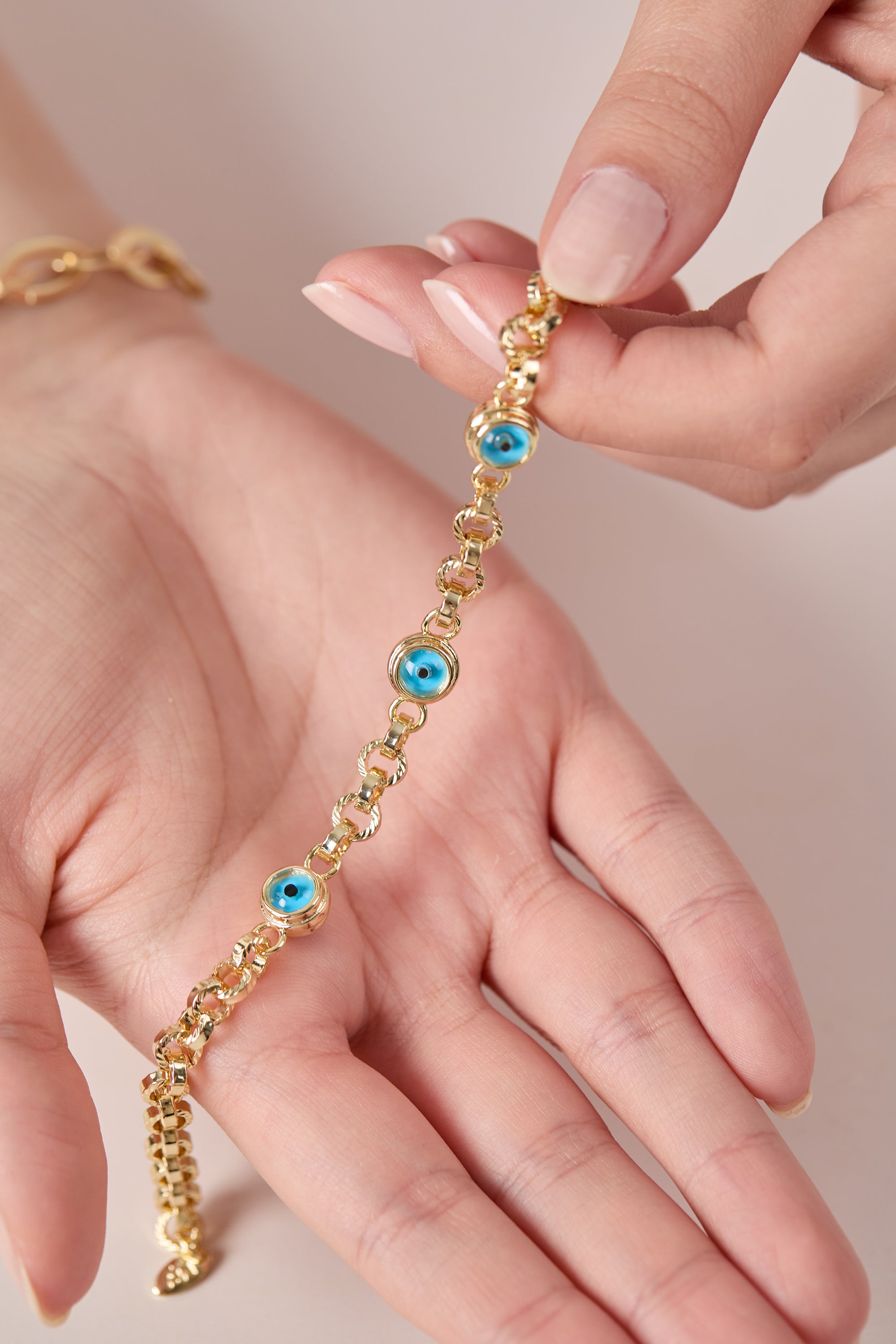 14K Gold Plated Evil Eye Beaded Bracelet