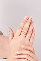 Rodyum Kaplama Çift Taşlı Yüzük