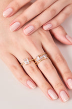 Rodyum Kaplama Çift Taşlı Yüzük