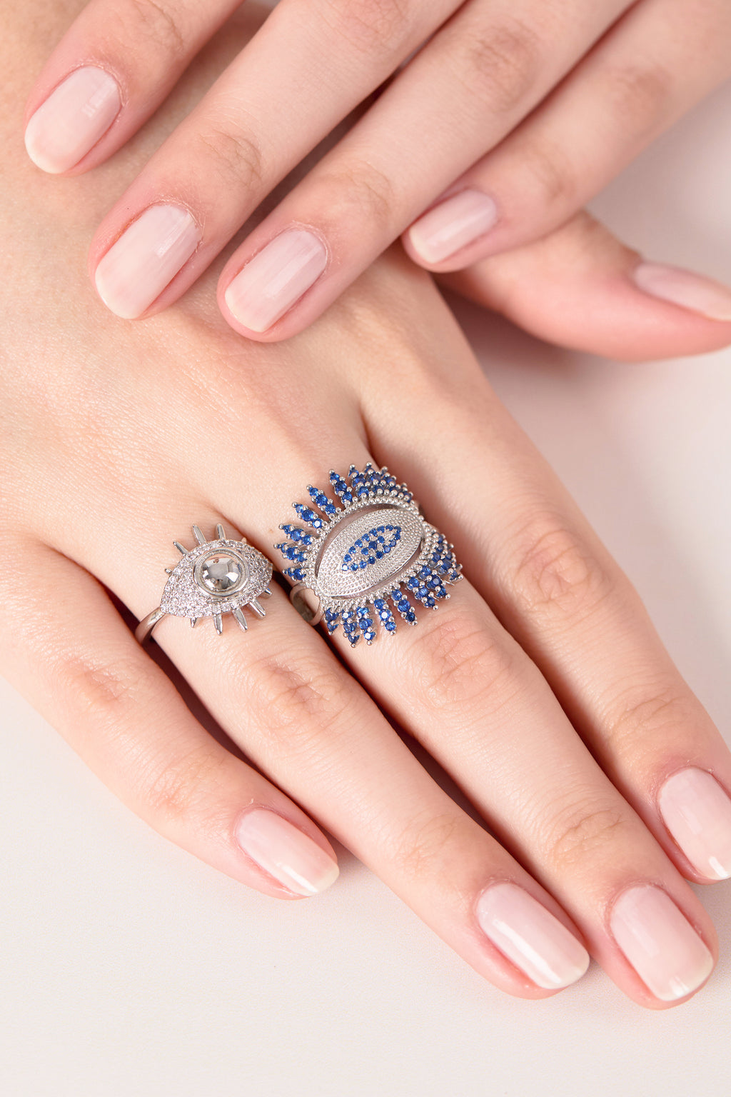 Rhodium Plated Eye Ring Silver 