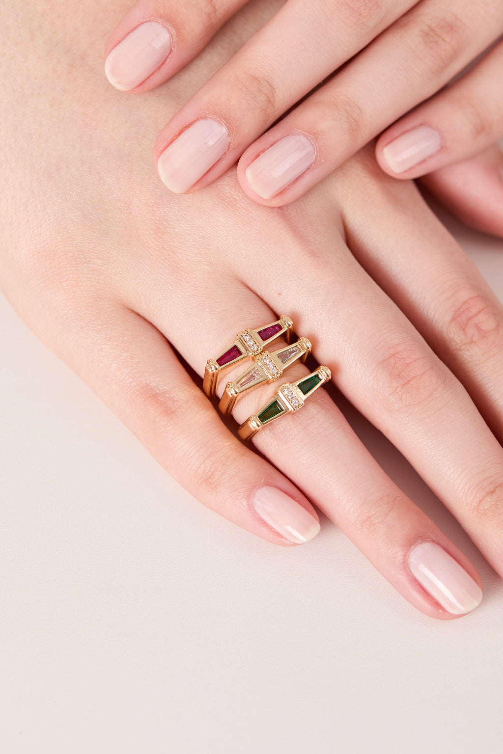 Rhodium Plated Vera Ring Fuchsia