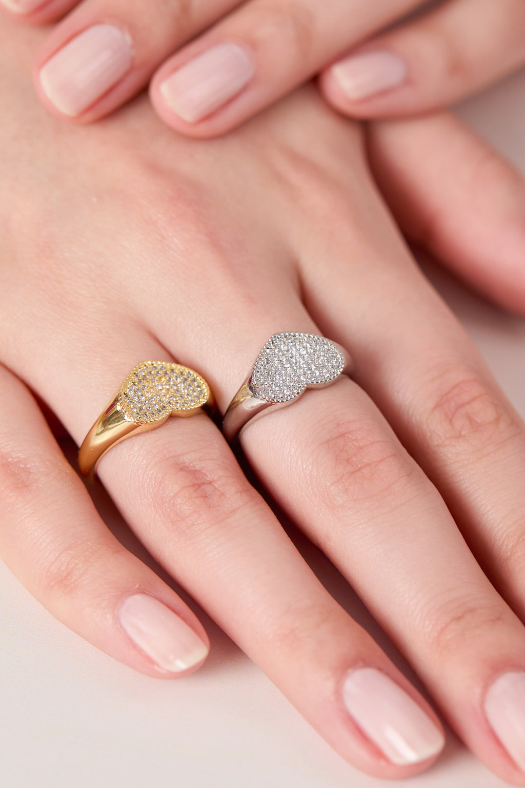 Rhodium Plated Heart Ring Gold