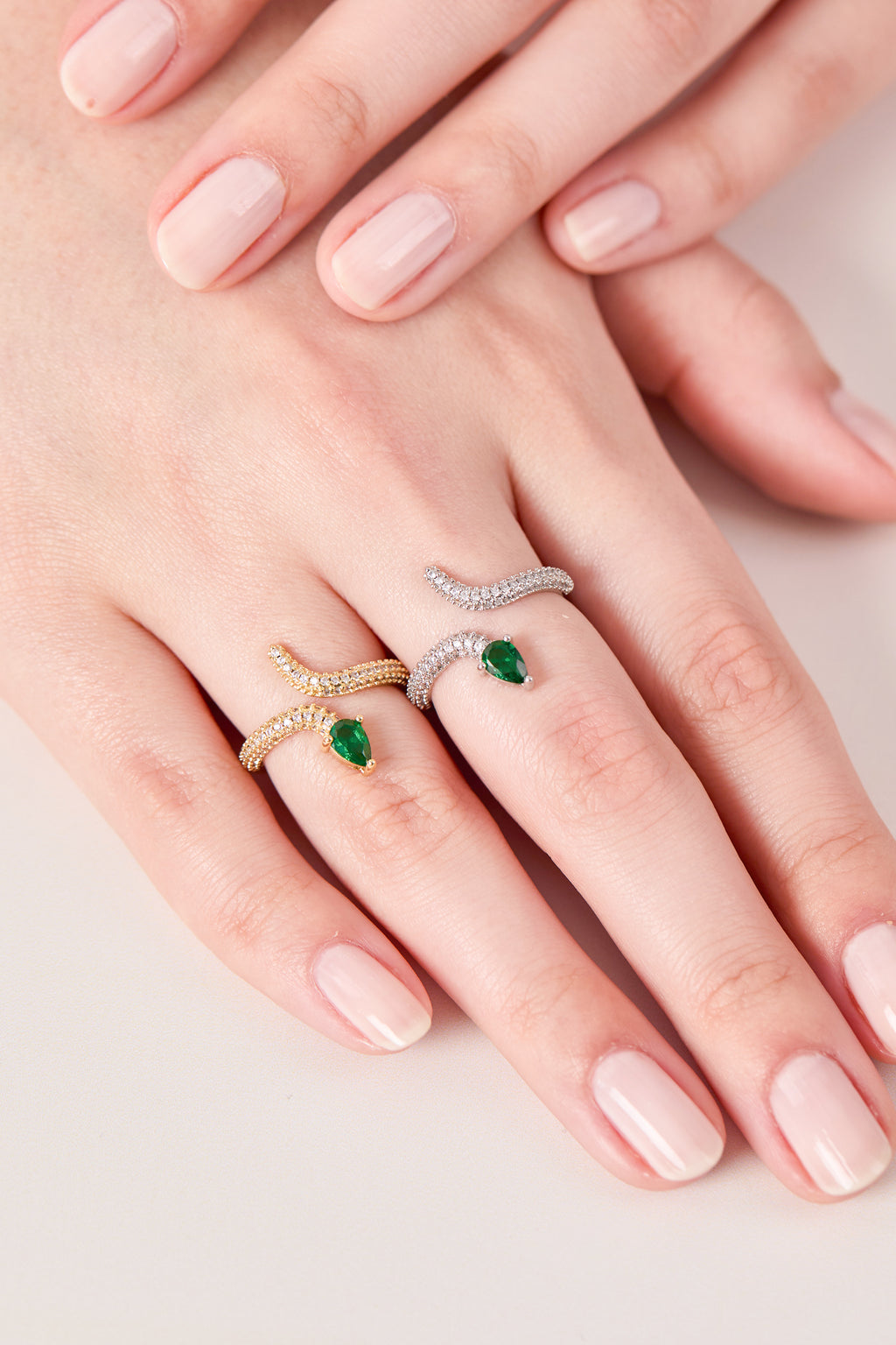 Rhodium Plated Snake Ring Silver