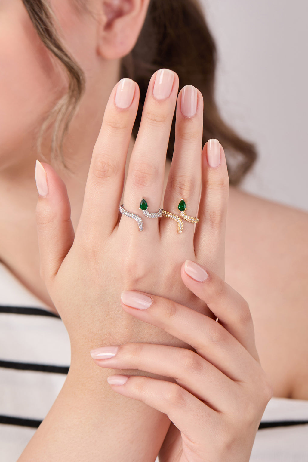 Rhodium Plated Snake Ring Silver