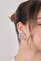 Special Design Heart Earrings with Diamond Stones