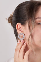 Special Design Heart Earrings with Diamond Stones