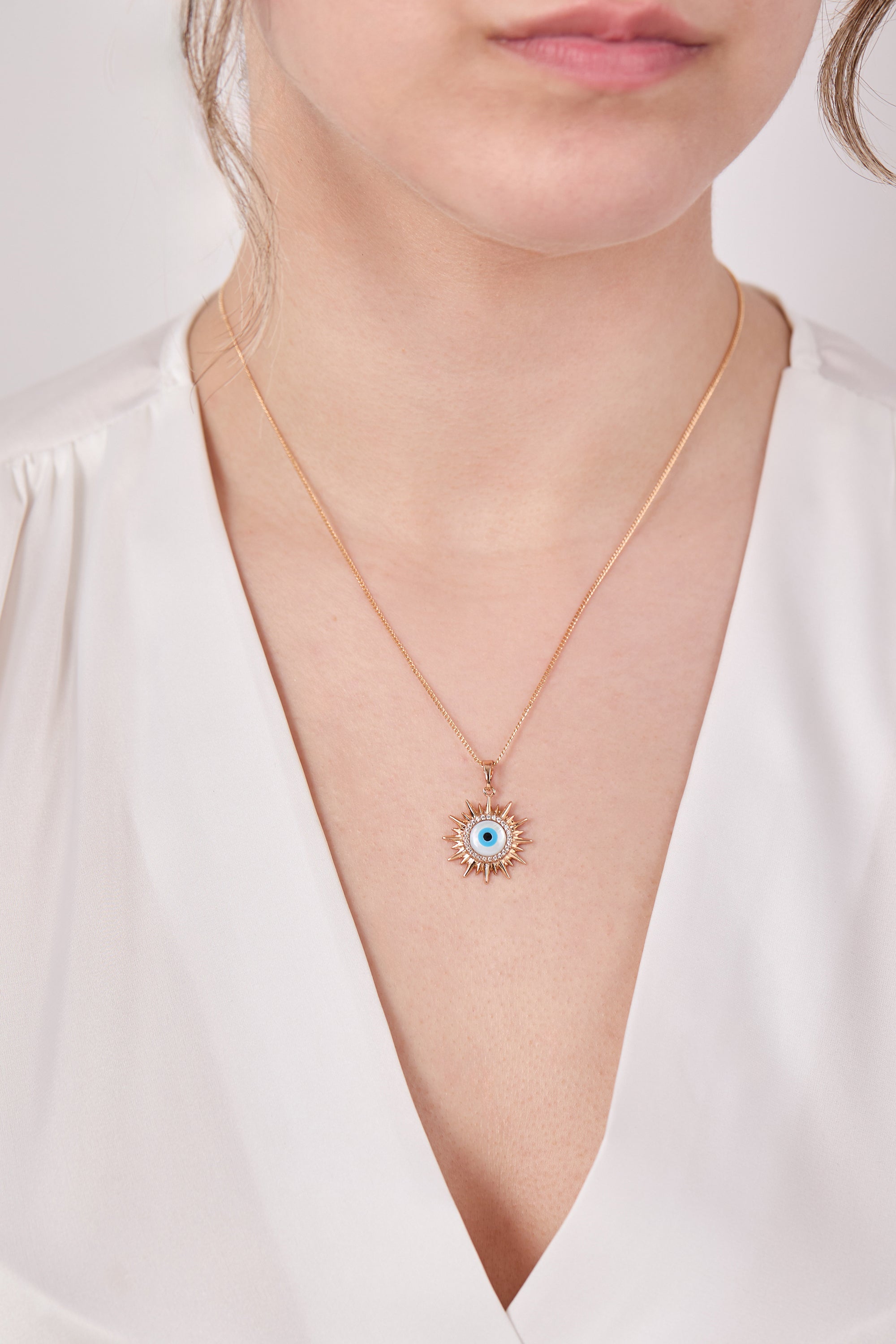 Xuping Evil Eye Beaded Sun Necklace